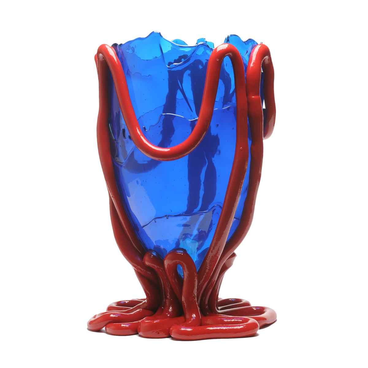 Italian Contemporary Gaetano Pesce Indian Summer M Vase Soft Resin Blue Red For Sale