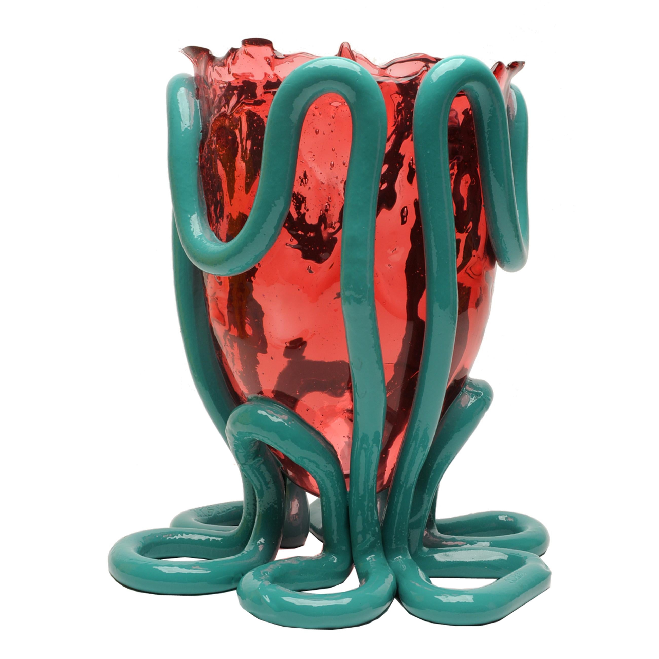 Modern Contemporary Gaetano Pesce Indian Summer M Vase Soft Resin Fuchsia Ocean Blue For Sale