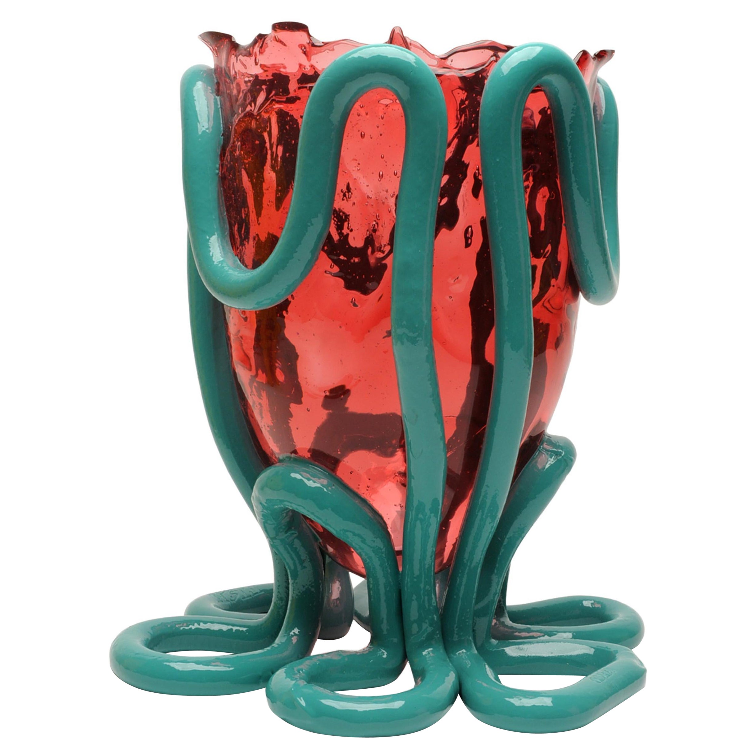 Contemporary Gaetano Pesce Indian Summer M Vase Soft Resin Fuchsia Ocean Blue