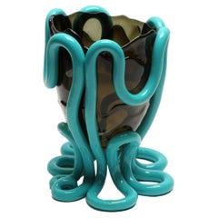 Contemporary Gaetano Pesce Indian Summer M Vase Soft Resin Grey Turquoise