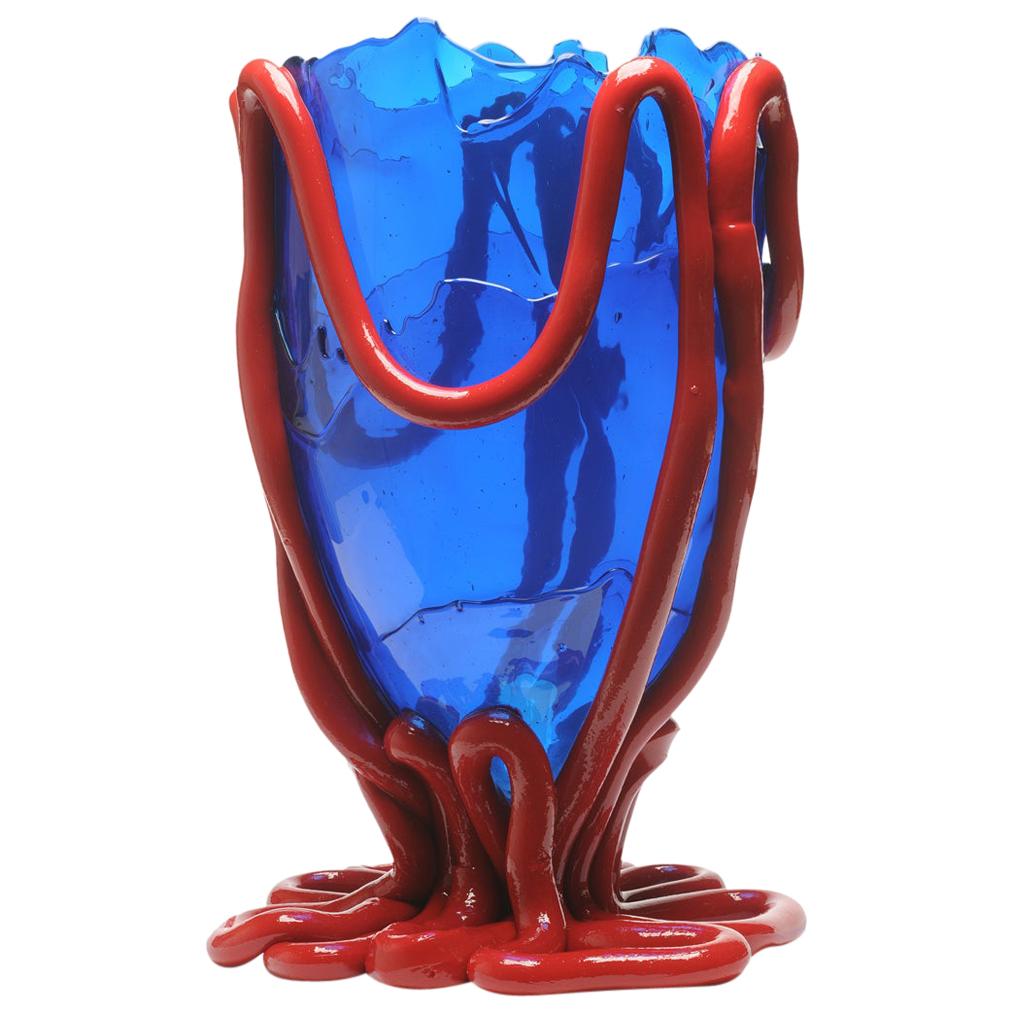 Contemporary Gaetano Pesce Indian Summer L Vase Soft Resin Blau Rot