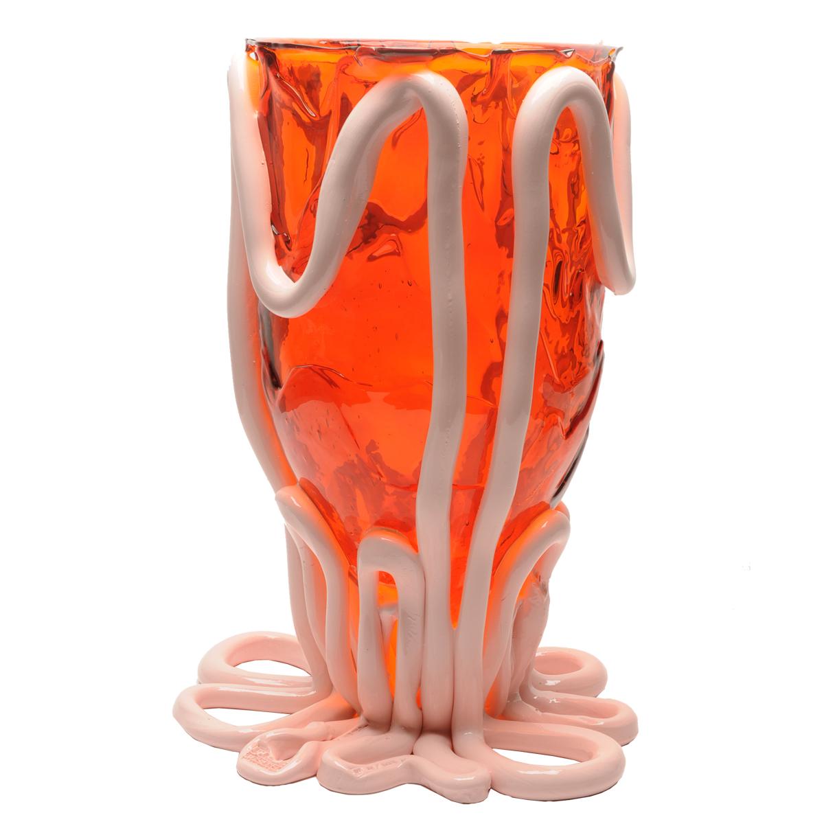 Modern Contemporary Gaetano Pesce Indian Summer XL Vase Soft Resin Orange Pink For Sale