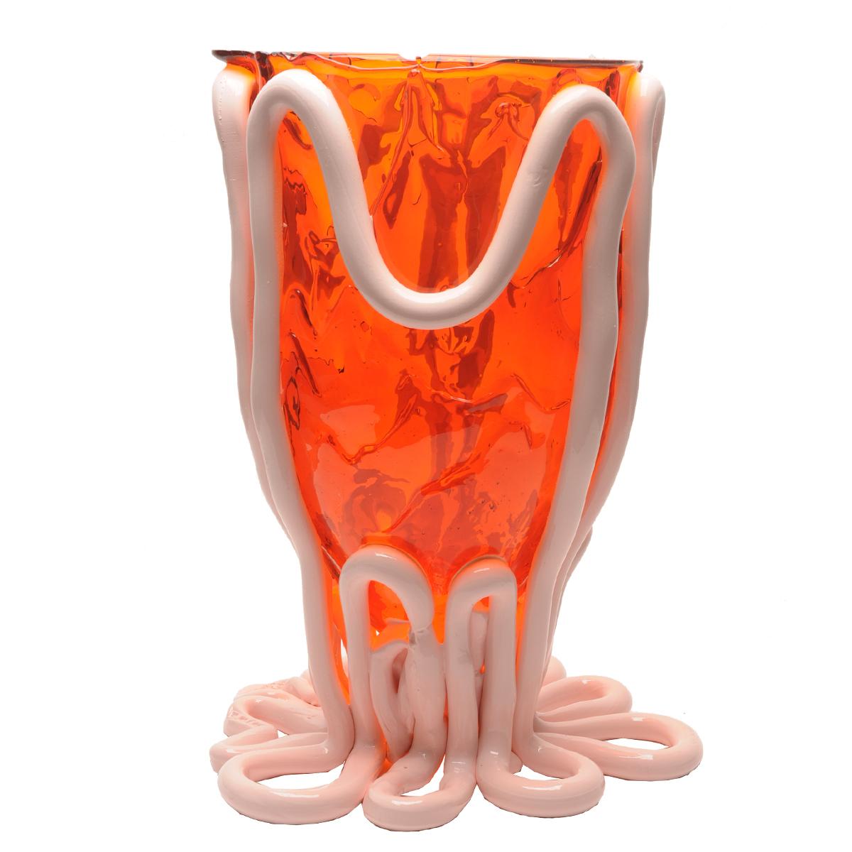 Italian Contemporary Gaetano Pesce Indian Summer XL Vase Soft Resin Orange Pink For Sale