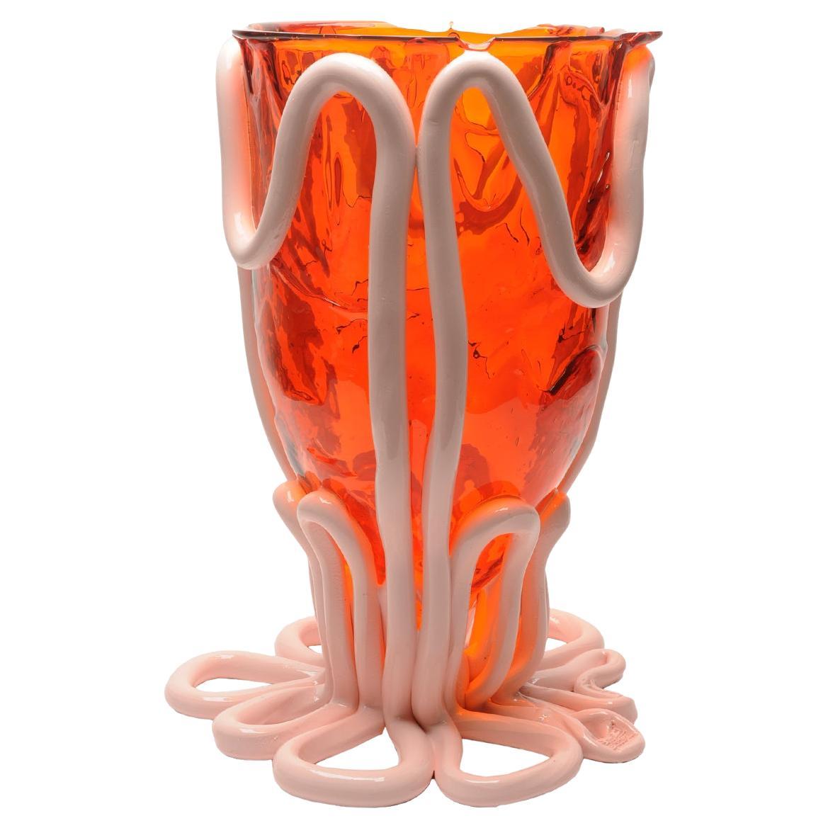 Contemporary Gaetano Pesce Indian Summer XL Vase Soft Resin Orange Pink For Sale