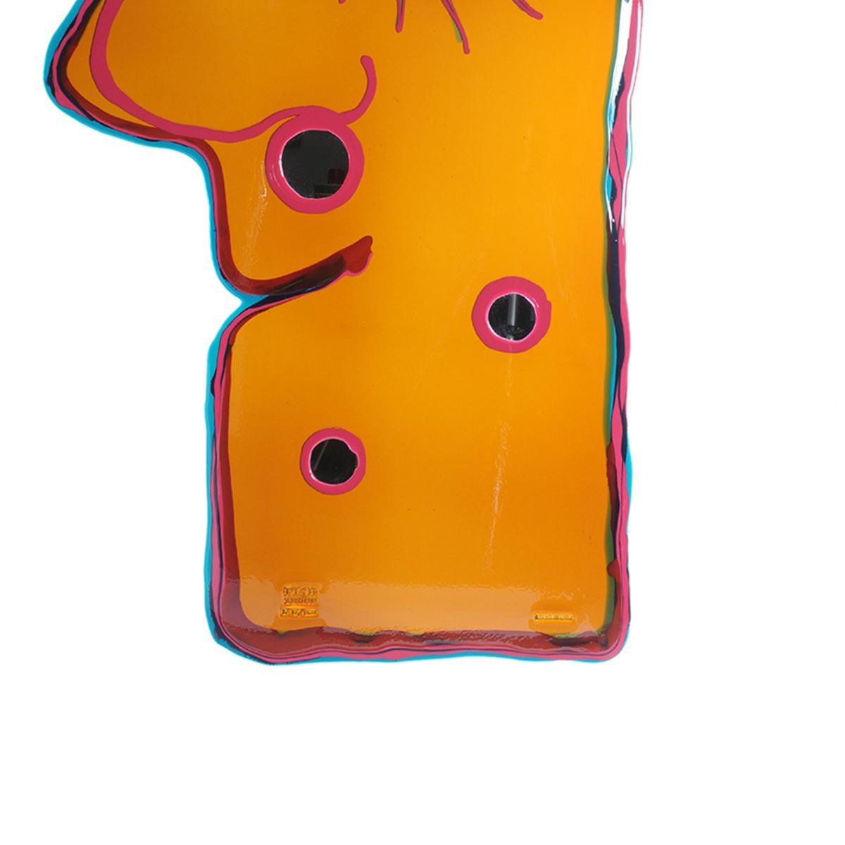 Contemporary Gaetano Pesce Look At Me L Mirror Resin Yellow Fuchsia Green In New Condition For Sale In barasso, IT