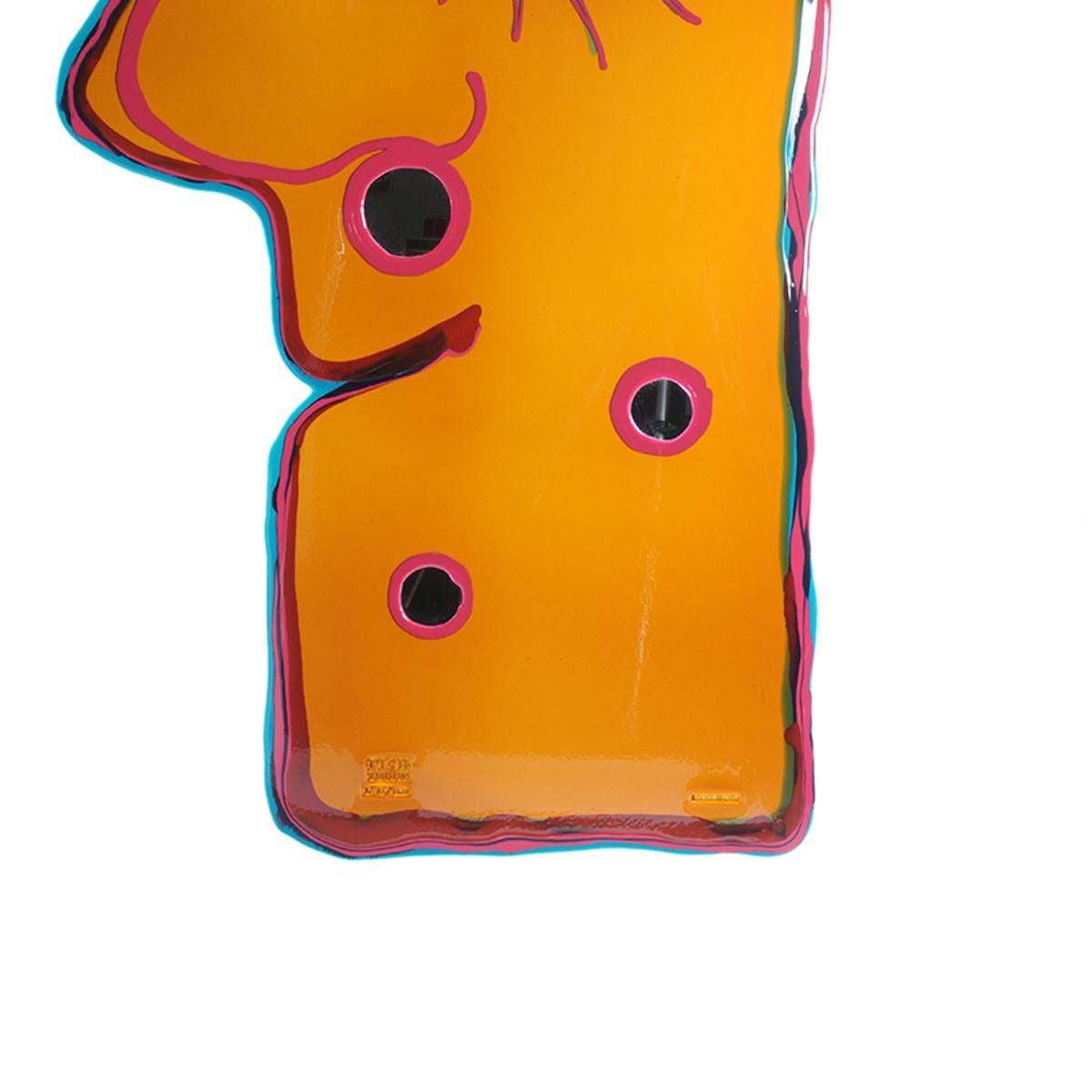 Moderne Contemporary Gaetano Pesce Look At Me Miroir Résine Jaune Fuchsia Vert en vente