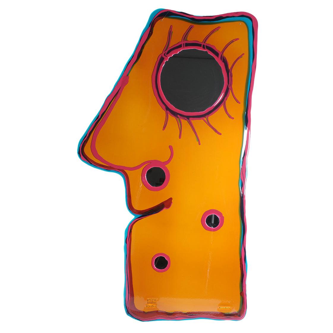 Contemporary Gaetano Pesce Look At Me M Mirror Resin Yellow Fuchsia Green For Sale