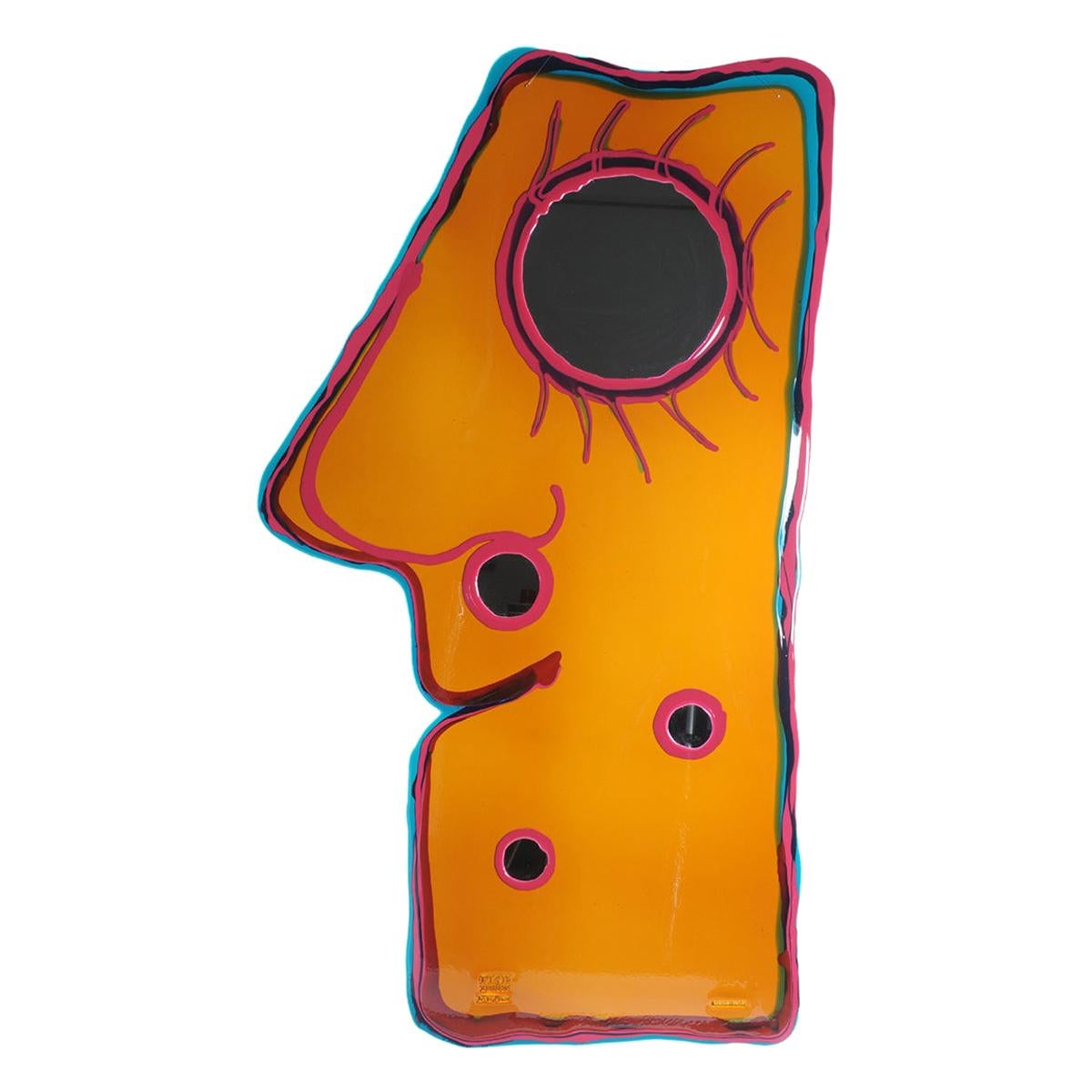 Contemporary Gaetano Pesce Look At Me XL Mirror Resin Yellow Fuchsia Green en vente