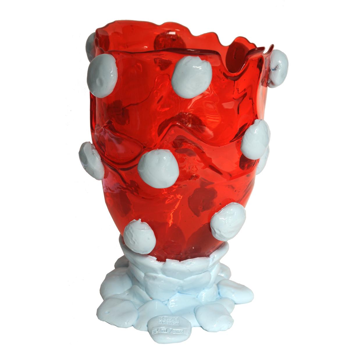 Arts and Crafts Contemporary Gaetano Pesce Nugget L Vase Resin Clear Red Pastel Blue For Sale