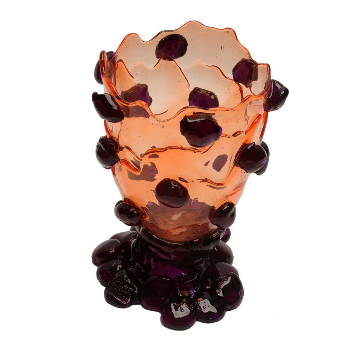 Italian Contemporary Gaetano Pesce Nugget M Vase Resin Clear Ruby Clear Purple For Sale