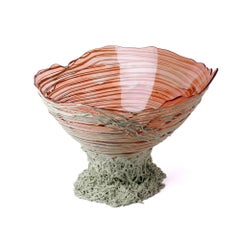 Contemporary Gaetano Pesce Ogiva Basket M Resin Light Ruby Olive Green