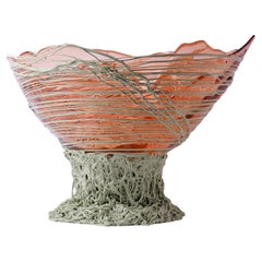 Contemporary Gaetano Pesce Ogiva Basket M Resin Light Ruby Olive Green Contemporary Gaetano Pesce Ogiva Basket M Resin Light Ruby Olive Green