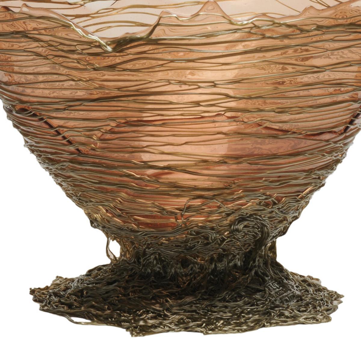 Arts and Crafts Contemporary Gaetano Pesce Ogiva L Vase Basket Resin Antique Pink Bronze For Sale