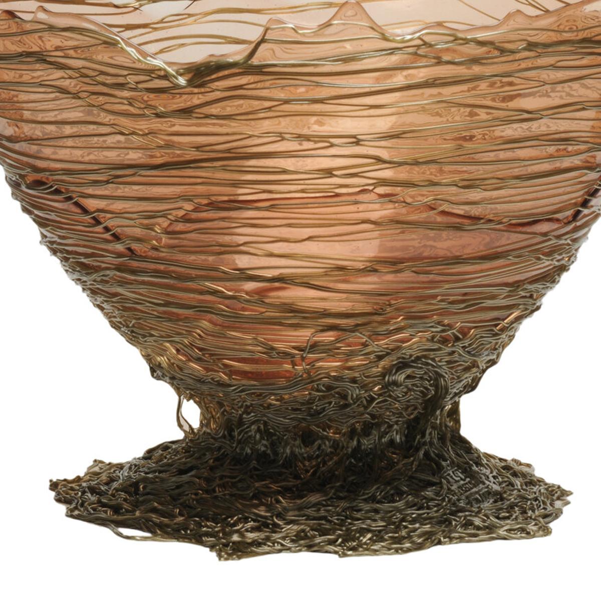 Arts and Crafts Contemporary Gaetano Pesce Ogiva L Vase Basket Resin Antique Pink Bronze en vente