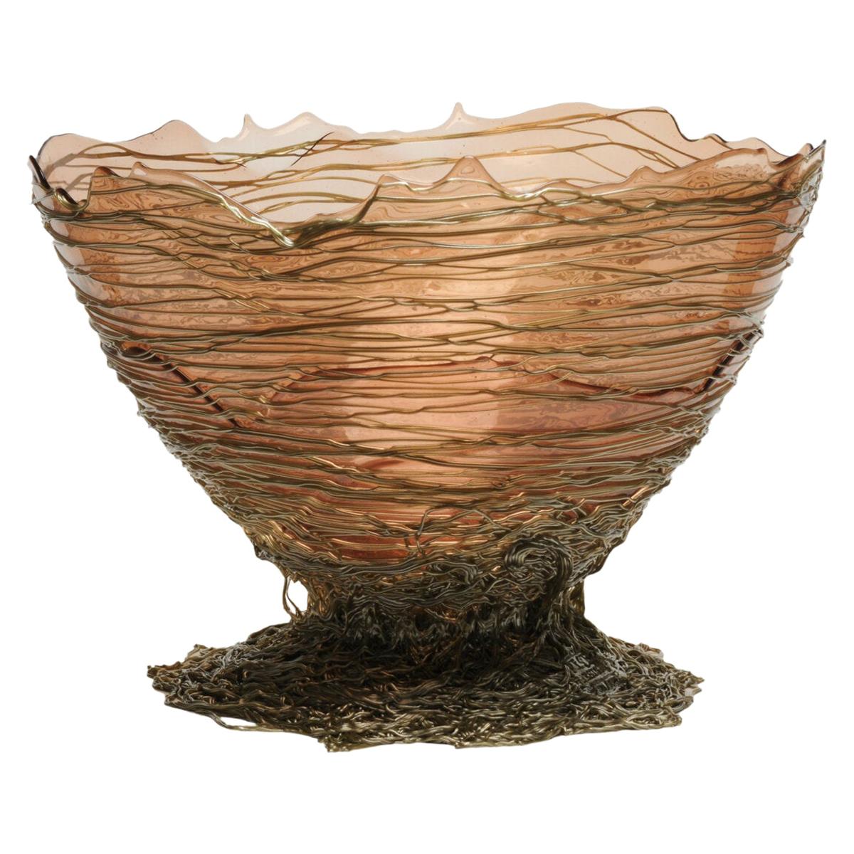 Contemporary Gaetano Pesce Ogiva L Vase Basket Resin Antique Pink Bronze For Sale