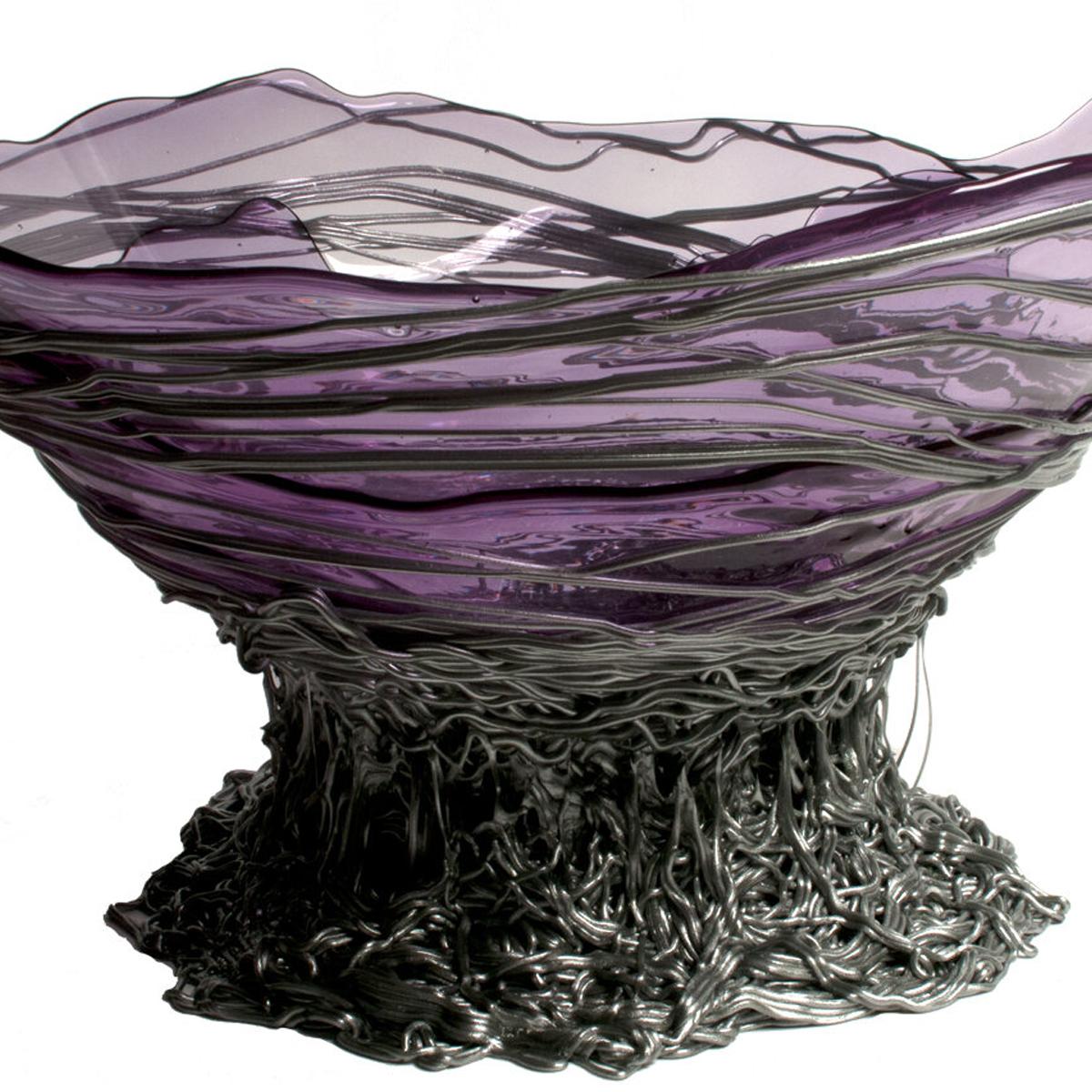 Italiano Vaso contemporaneo Gaetano Pesce Ogiva L Cesto in resina Lilla Argento in vendita