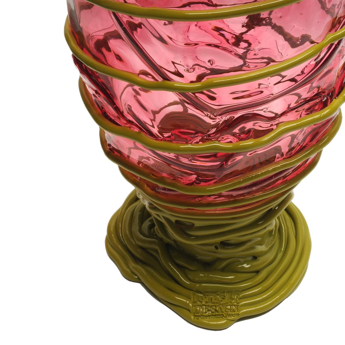 Contemporary Gaetano Pesce Pompitu II L Vase Soft Resin Light Fuchsia Matt Green In New Condition For Sale In barasso, IT