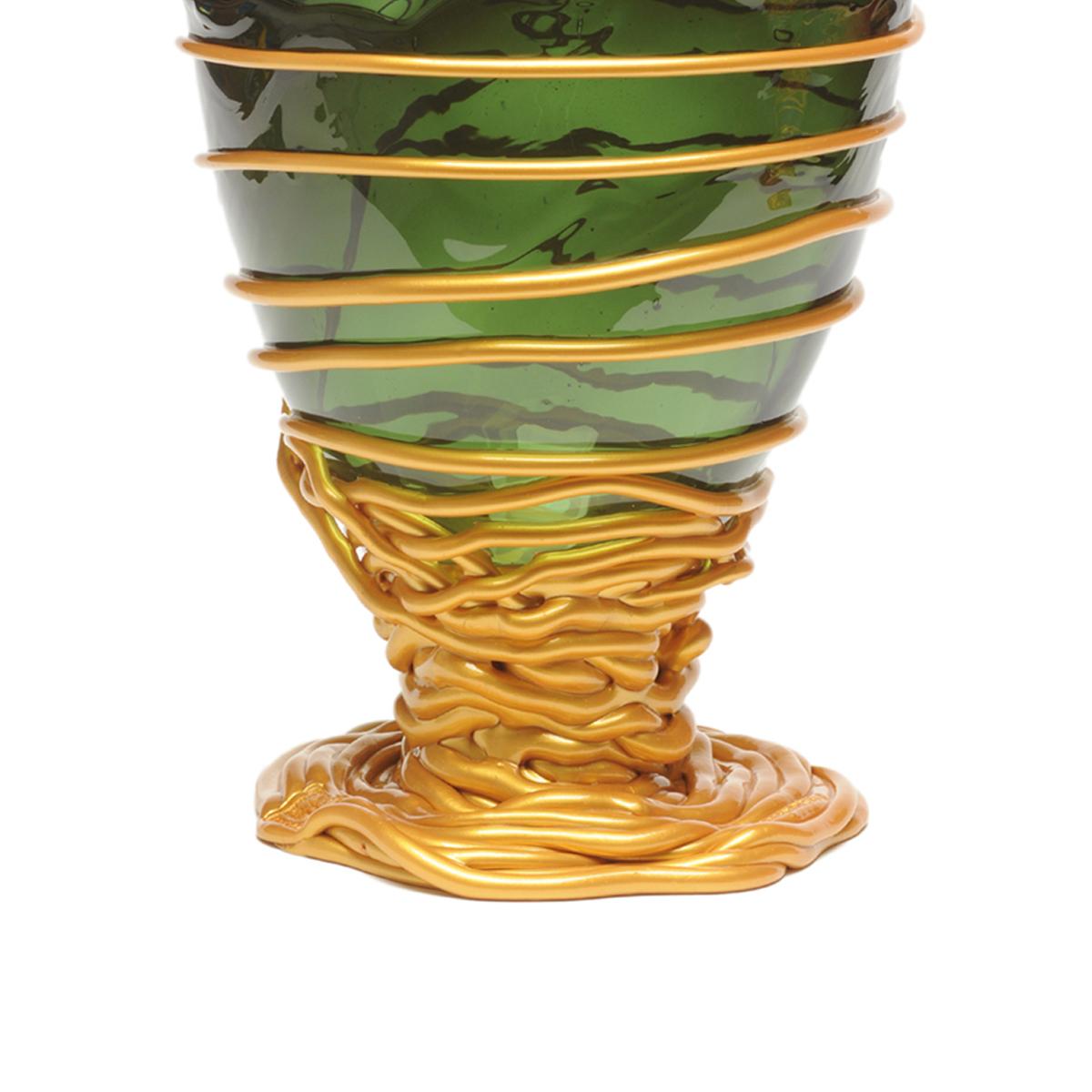 Contemporary Gaetano Pesce Pompitu II M Vase Soft Resin Grün Gold (Moderne) im Angebot