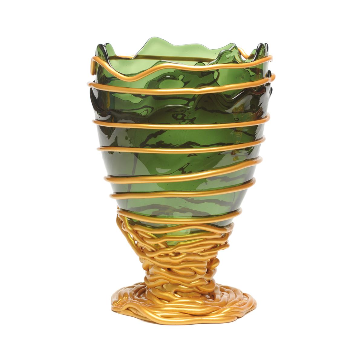 Contemporary Gaetano Pesce Pompitu II M Vase Soft Resin Grün Gold (Italienisch) im Angebot