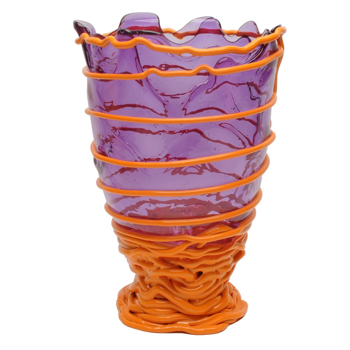 Modern Contemporary Gaetano Pesce Pompitu II M Vase Soft Resin Lilac Matt Pumpkin For Sale