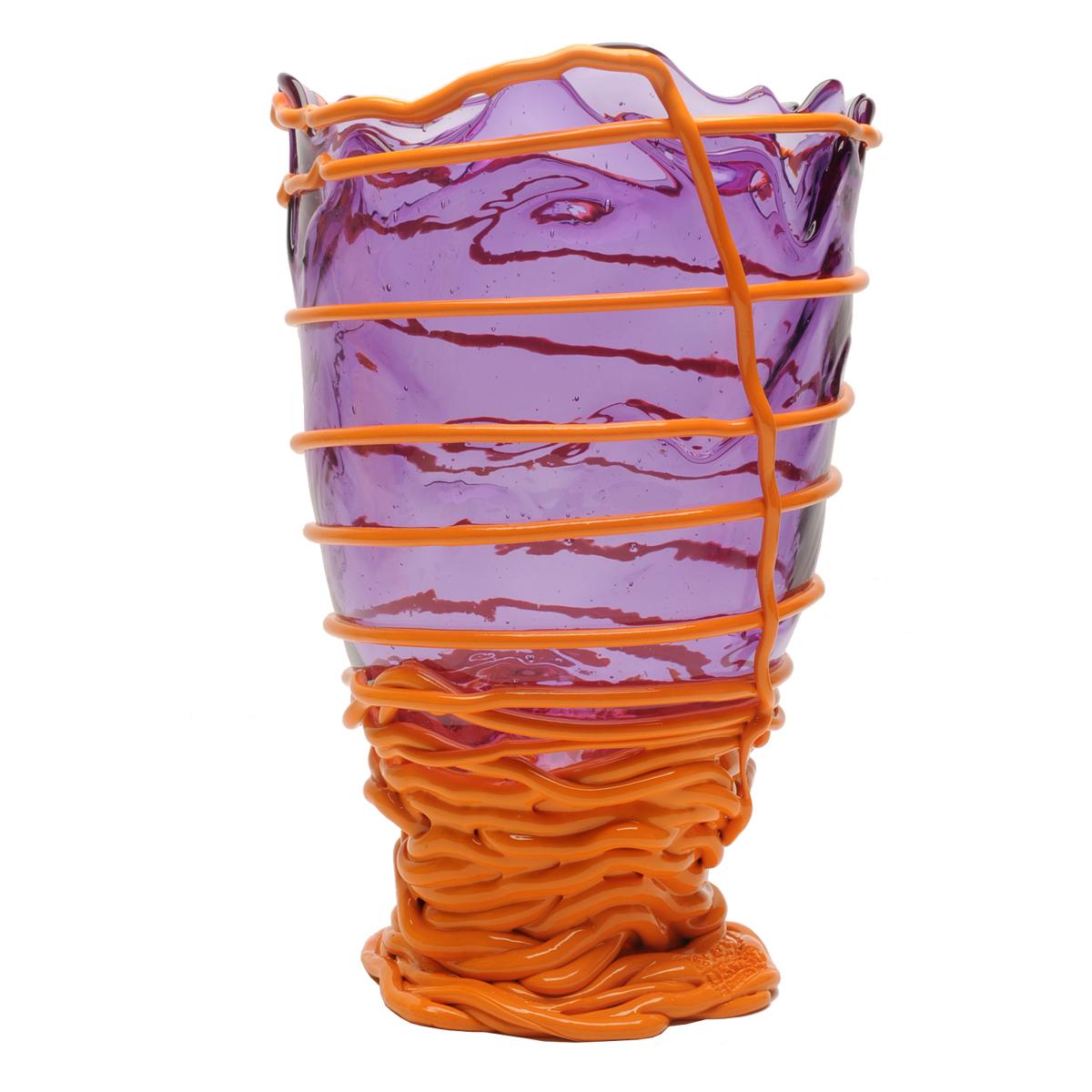 Contemporary Gaetano Pesce Pompitu II M Vase Soft Resin Lilac Matt Pumpkin In New Condition For Sale In barasso, IT