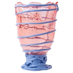Contemporary Gaetano Pesce Pompitu II Vase L Soft Resin Light Ruby Cerulean Blue Contemporary Gaetano Pesce Pompitu II Vase L Soft Resin Light Ruby Cerulean Blue