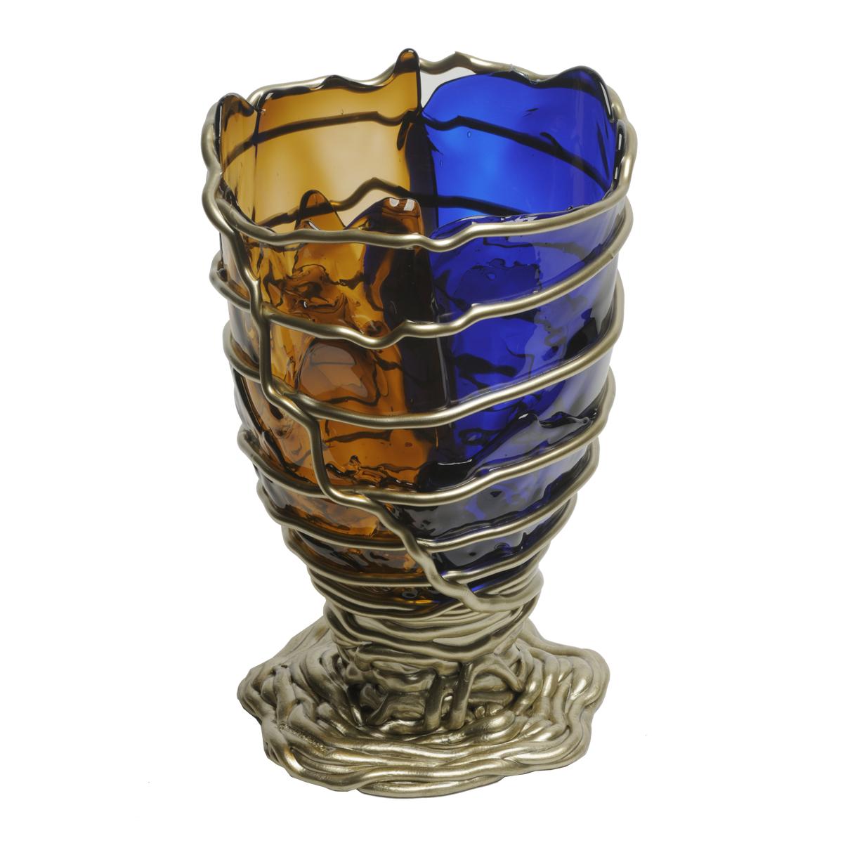 Italian Contemporary Gaetano Pesce Pompitu II L Vase Soft Resin Blue Brown Bronze For Sale
