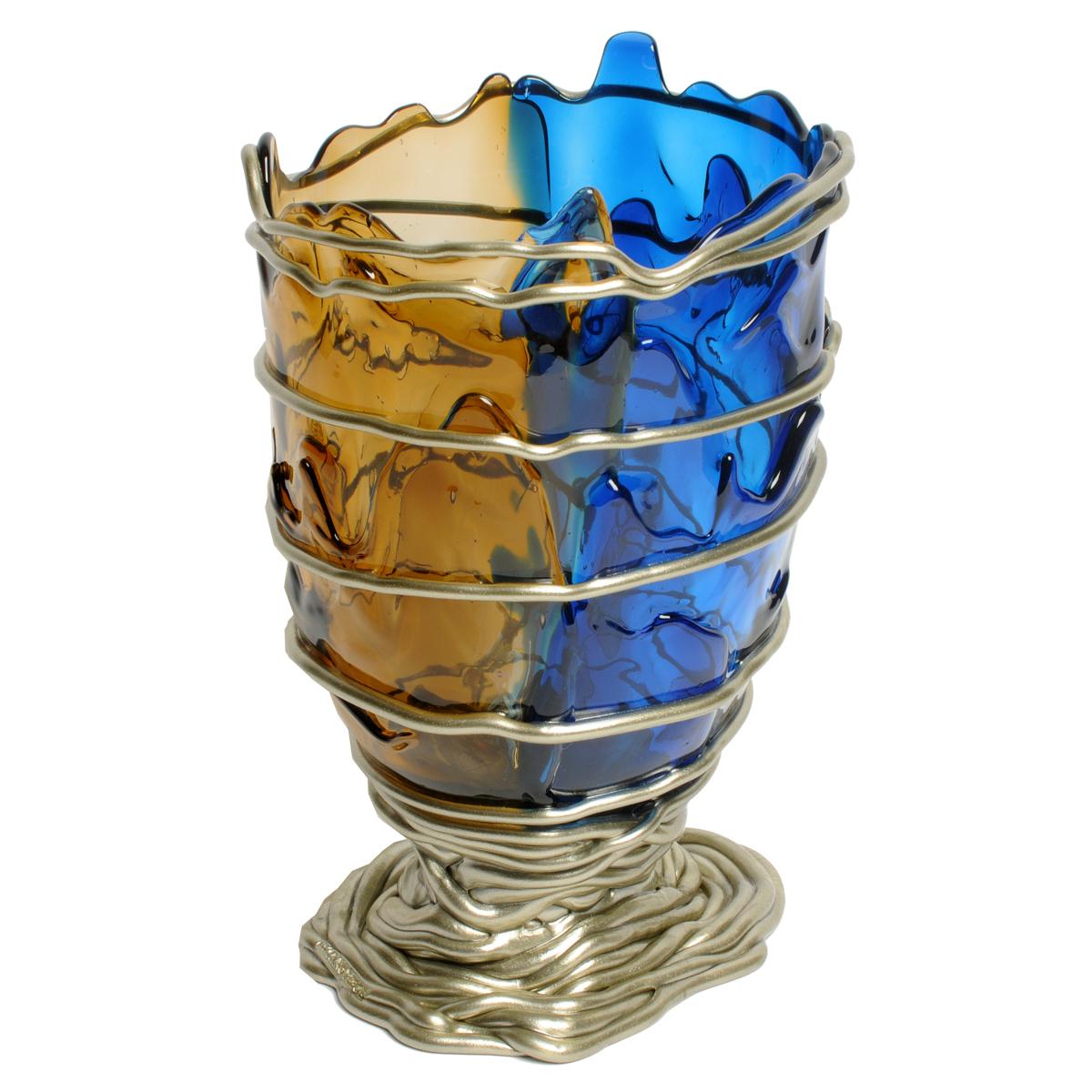 Contemporary Gaetano Pesce Pompitu II L Vase Soft Resin Blue Brown Bronze In New Condition For Sale In barasso, IT