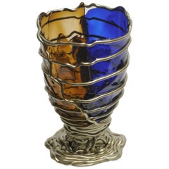 Vase contemporain Gaetano Pesce Pompitu II L en résine douce bleue et marron