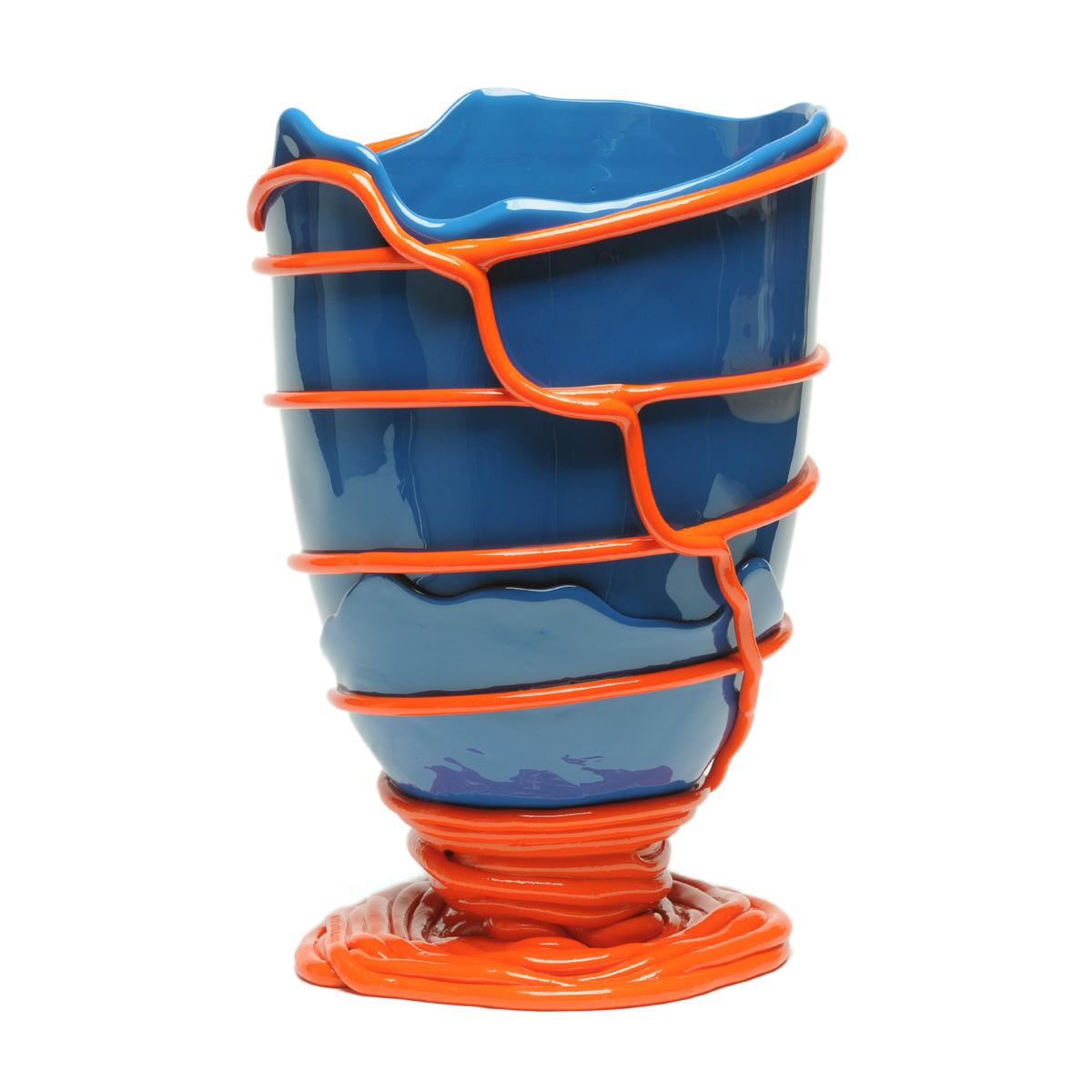 Italiano Vaso contemporaneo Gaetano Pesce Pompitu II L in resina morbida blu arancio in vendita