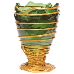 Contemporary Gaetano Pesce Pompitu II L Vase Soft Resin Green Gold