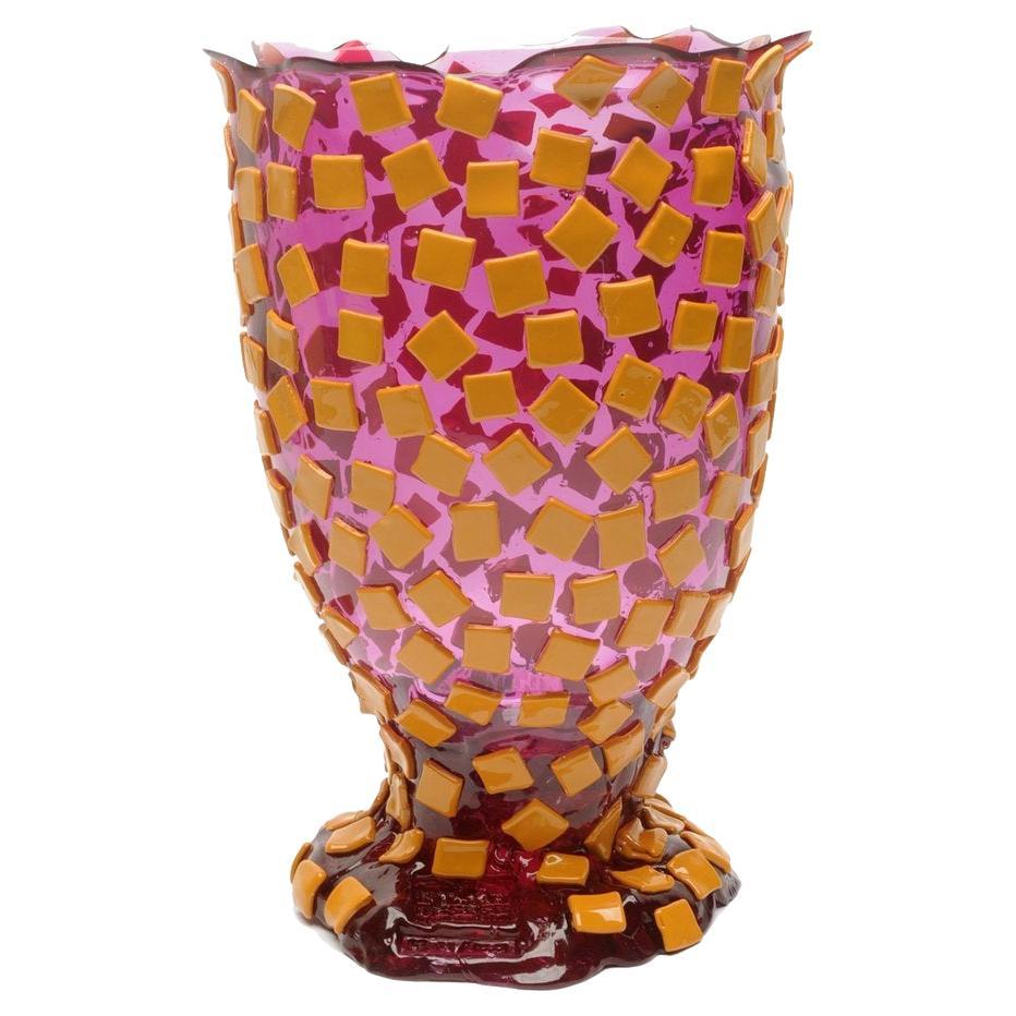 Contemporary Gaetano Pesce Rock L Vase Resin Clear Lilac and Matt Ochre For Sale