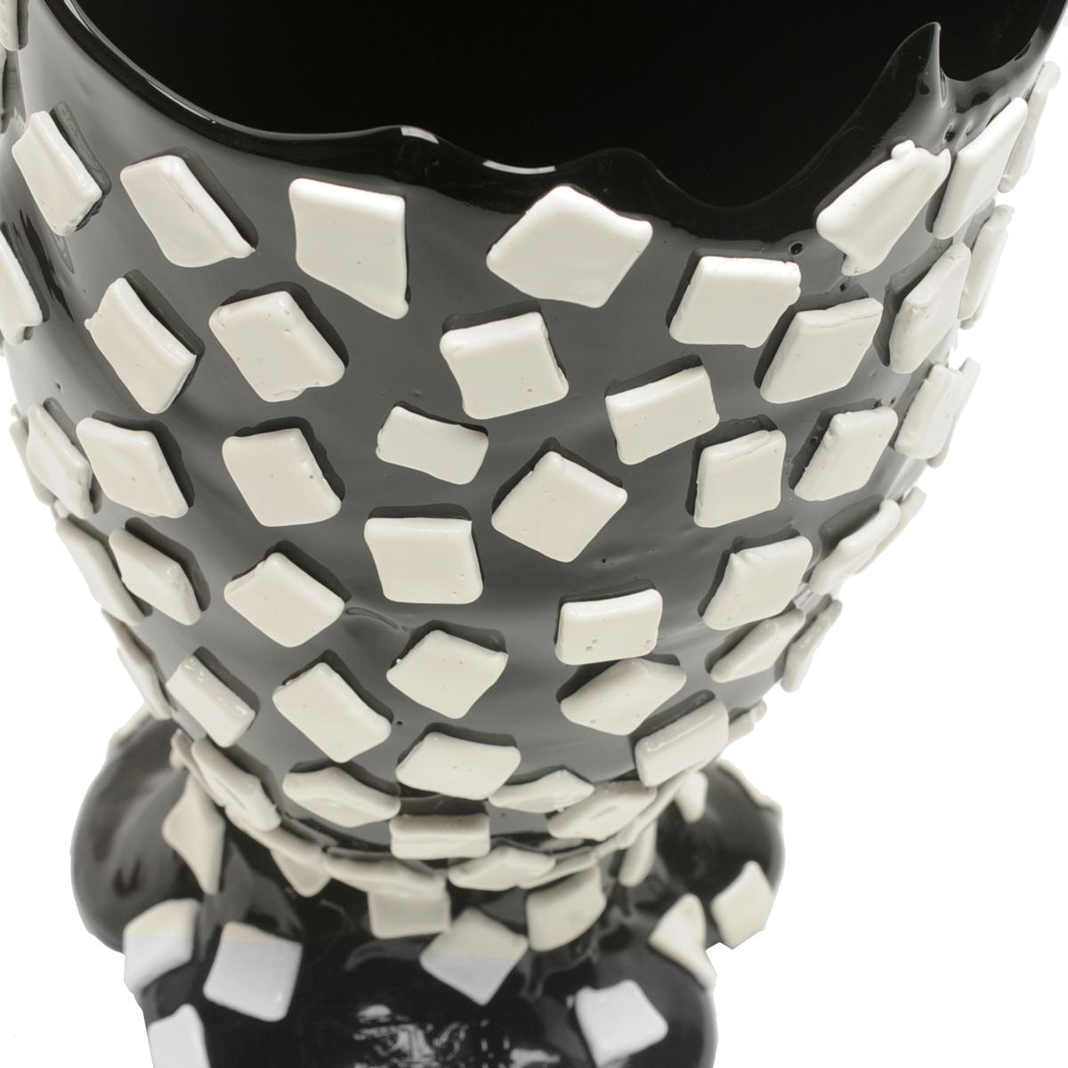 Contemporary Gaetano Pesce Rock M Vase Resin Black White For Sale 1