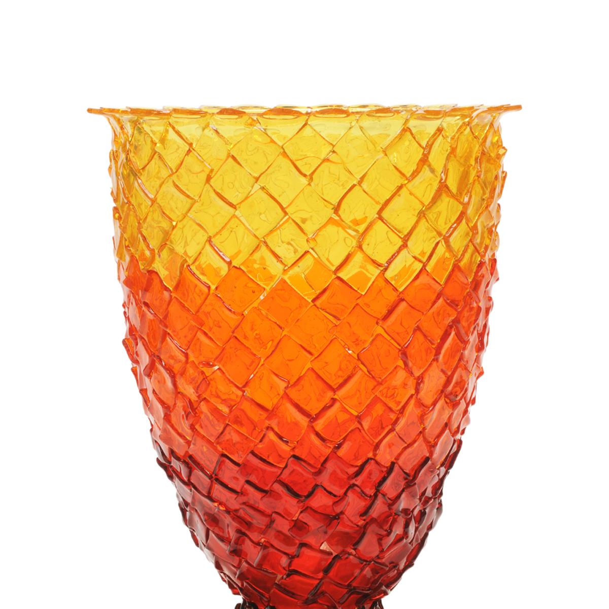 Rock on fire color vase - Clear brown, red, orange, yellow.

Vase in soft resin designed by Gaetano Pesce in 1995 for Fish Design collection.

Measures: L - Ø 22cm x H 36cm

Other sizes available.
Vase in soft resin designed by Gaetano Pesce in 1995