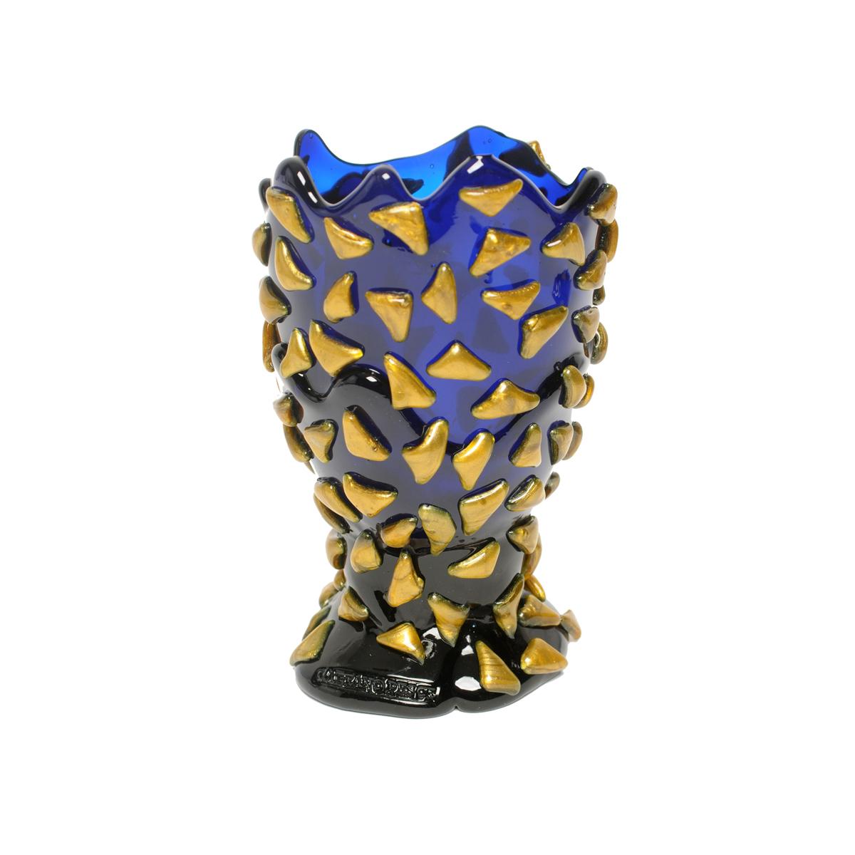 Italian Contemporary Gaetano Pesce Rock S Vase Resin Blue Gold For Sale