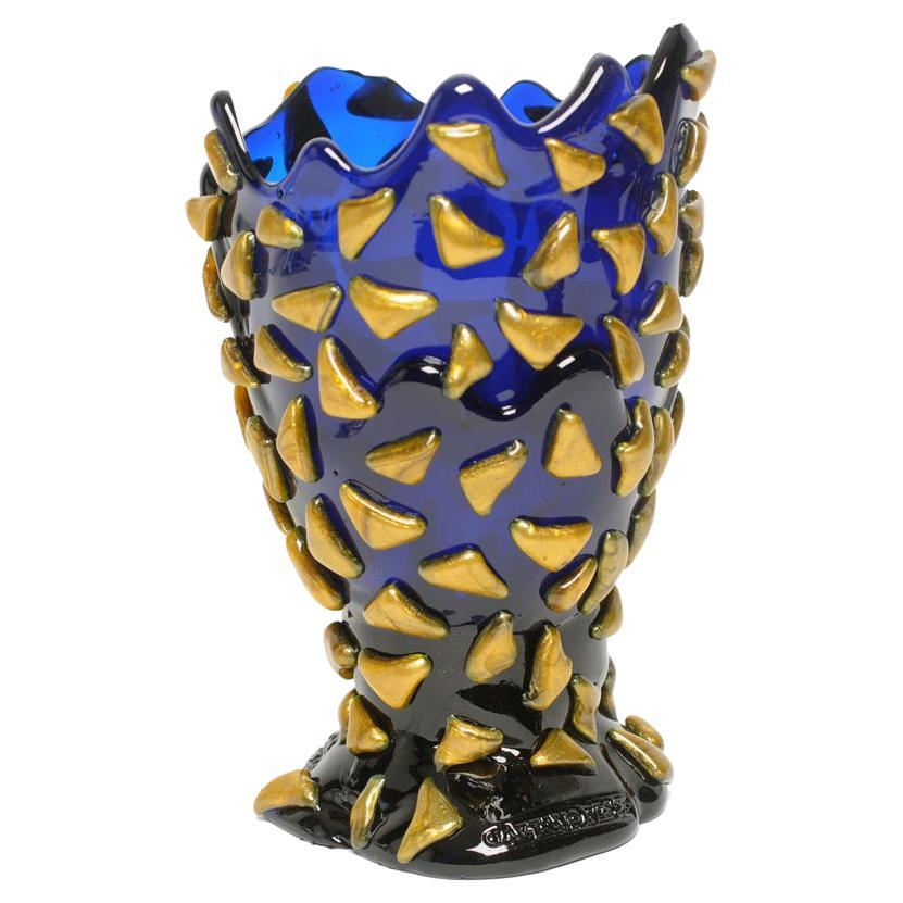 Contemporary Gaetano Pesce Rock S Vase Resin Blue Gold For Sale