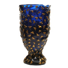 Contemporary Gaetano Pesce Rock Vase XL Resin Blue Gold