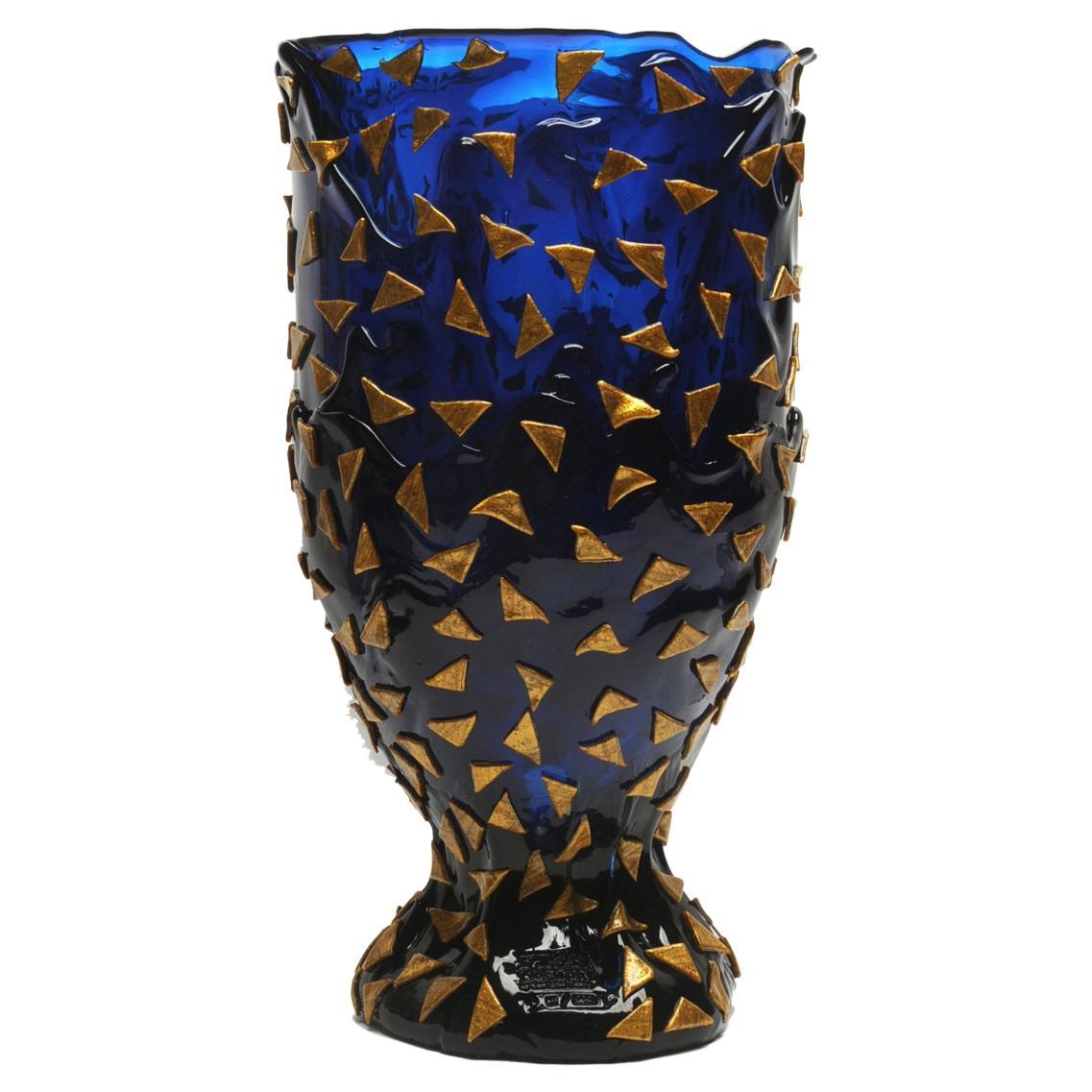Contemporary Gaetano Pesce Rock XL Vase Resin Blue Gold For Sale