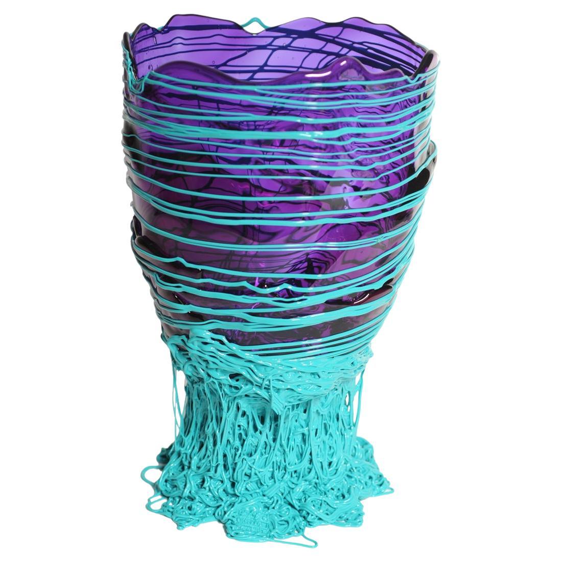 Contemporary Gaetano Pesce Spaghetti L Vase Weichkunststoff lila, türkis im Angebot