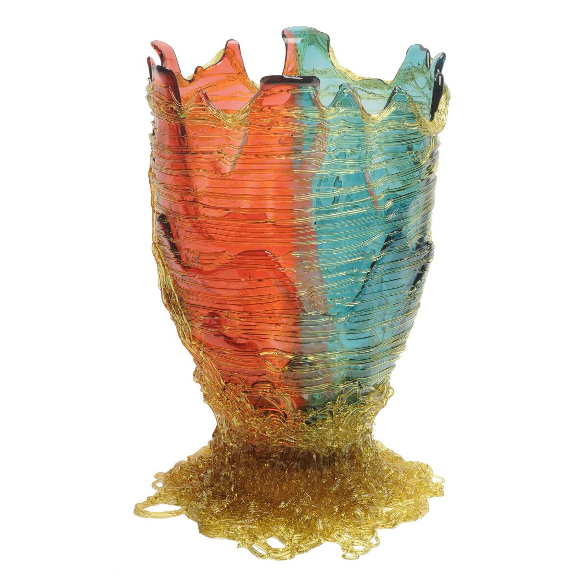 Arts and Crafts Contemporary Gaetano Pesce Spaghetti M Vase Resin Fuchsia Aqua Amber For Sale