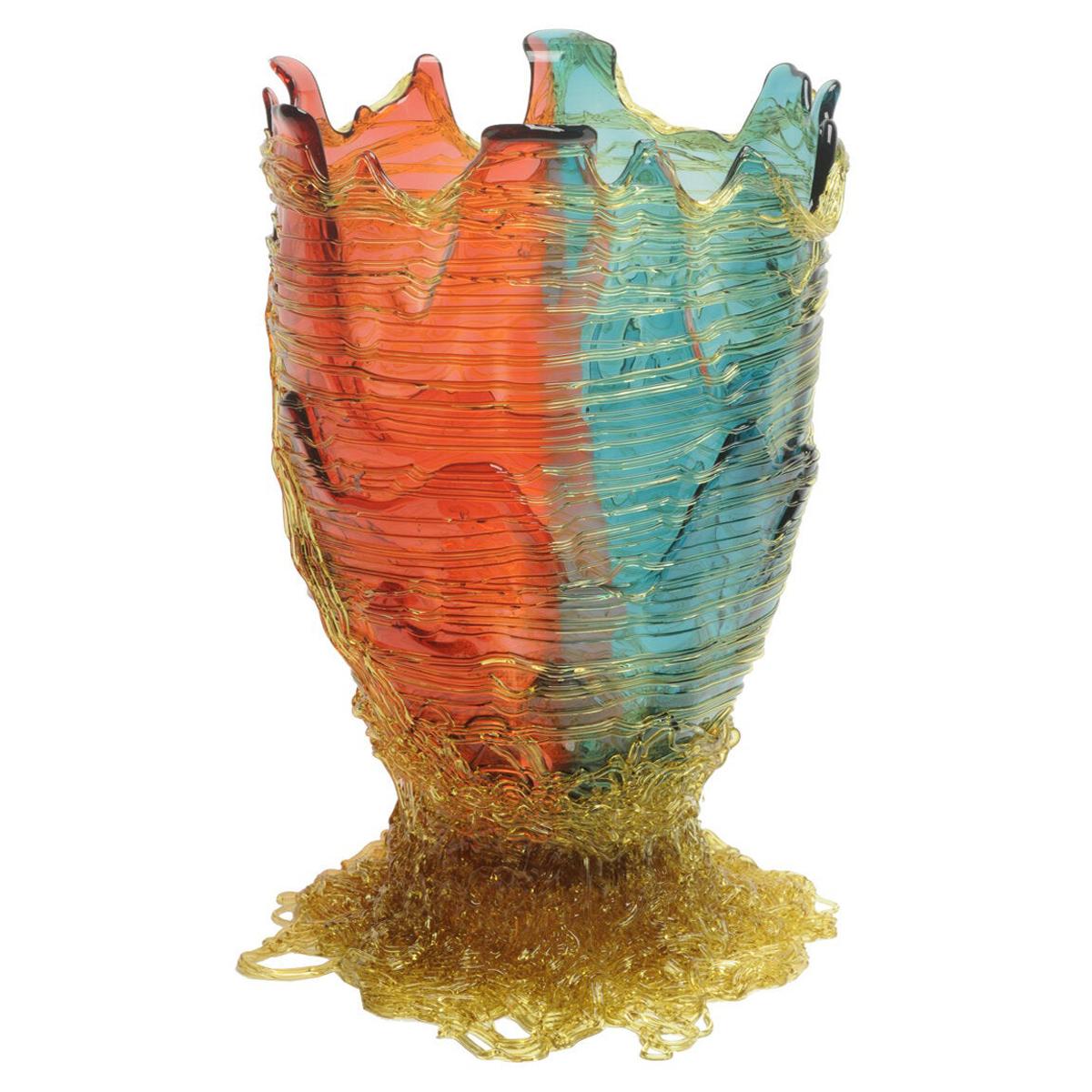 Contemporary Gaetano Pesce Spaghetti L Vase Resin Fuchsia Aqua Amber en vente