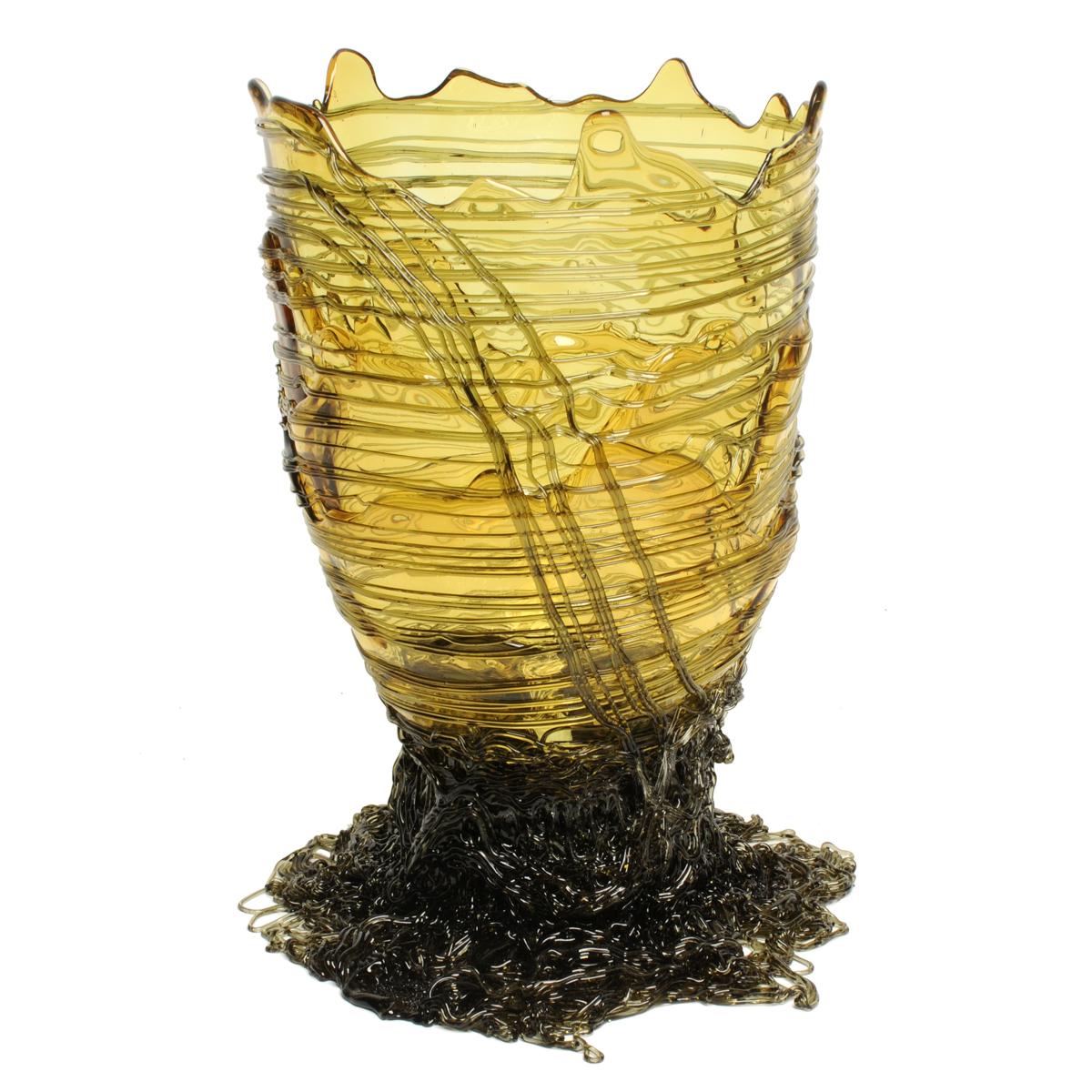 Modern Contemporary Gaetano Pesce Spaghetti L Vase Soft Resin Grey Yellow For Sale