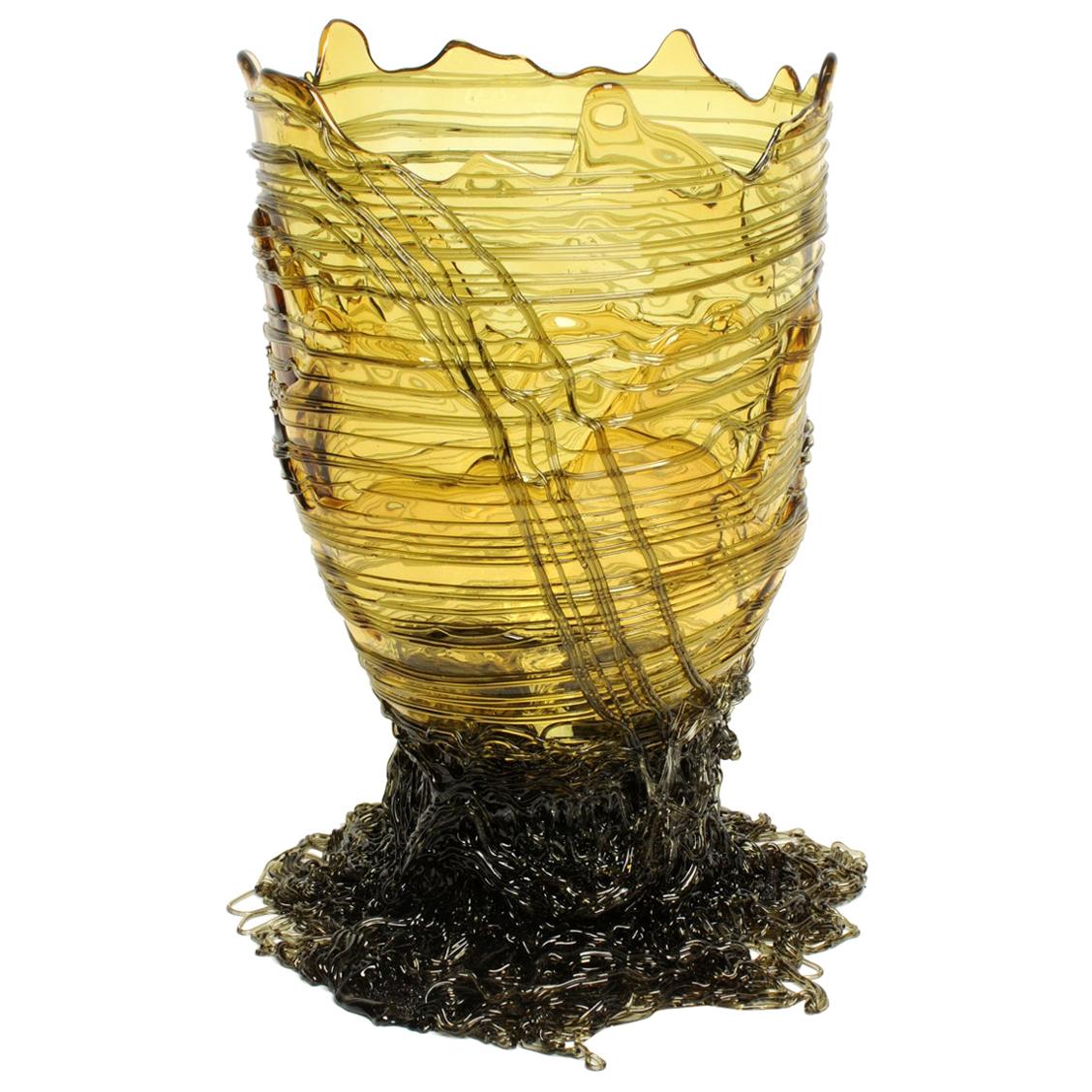 Contemporary Gaetano Pesce Spaghetti XL Vase Soft Resin Grey Yellow