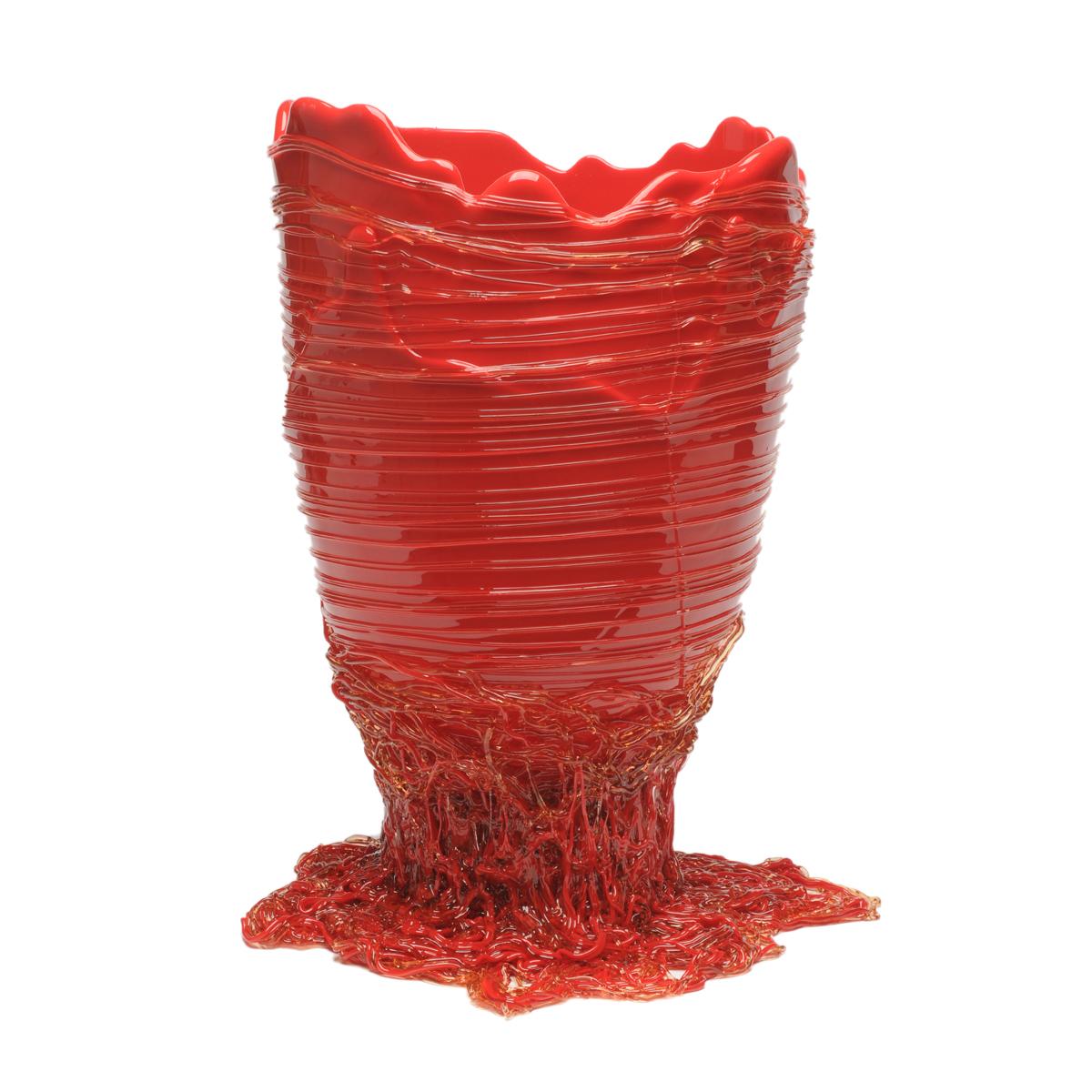 Italian Contemporary Gaetano Pesce Spaghetti L Vase Soft Resin Red For Sale