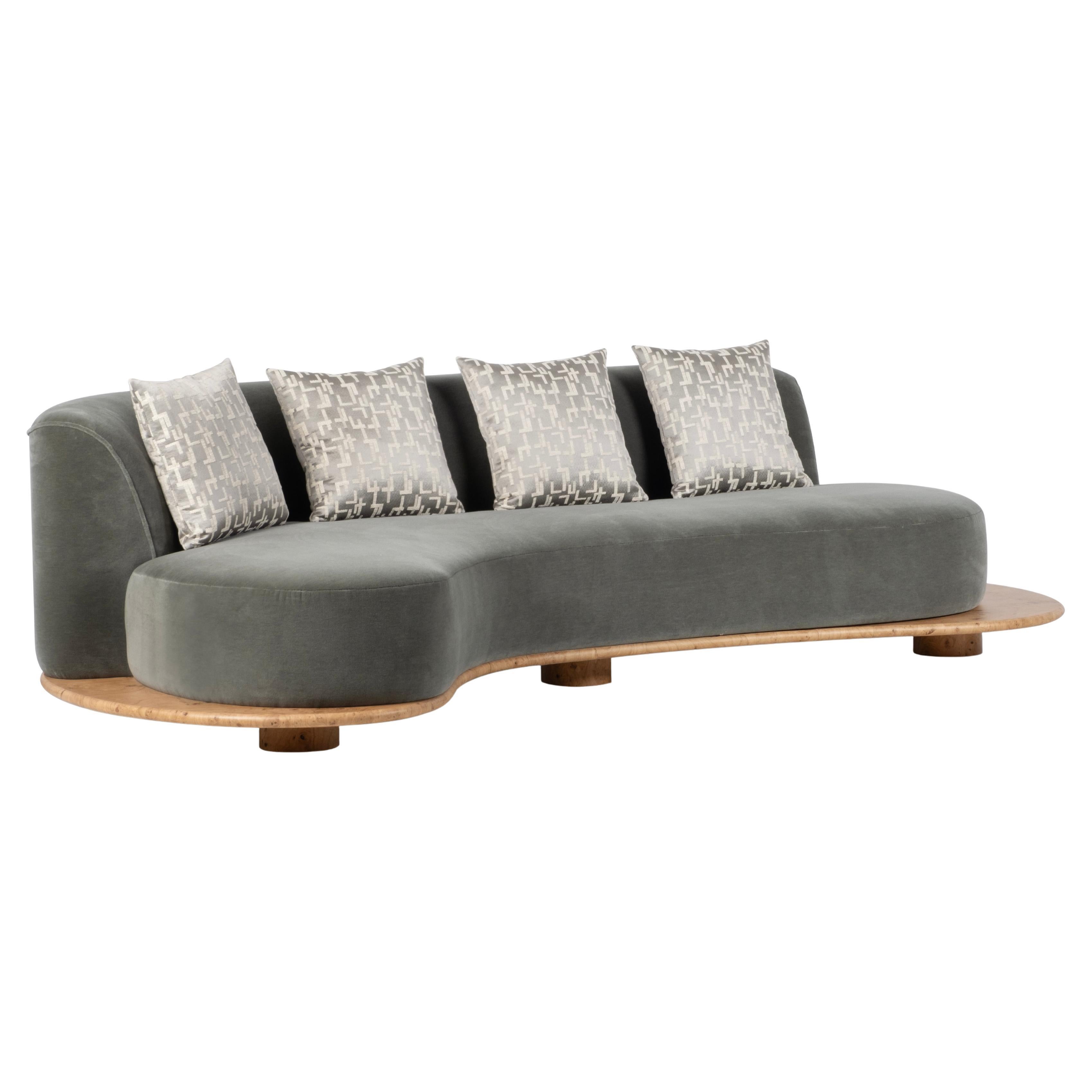 Contemporary Galapinhos Sofa, Alpaca, Oak Root, Handmade, Portugal Greenapple