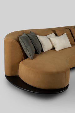 Modern Galapinhos Leather Sofa, Caramel Nubuck, Handmade in Portugal Greenapple