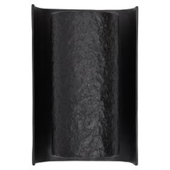 Contemporary “Galba III” Wall Sconce in Black Plaster with Knifed Finish