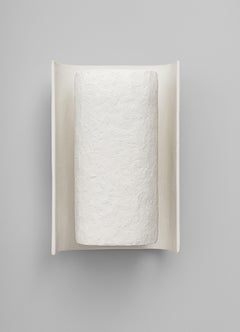 Contemporary “Galba III” Wall Sconce in White Plaster with Knifed Finish