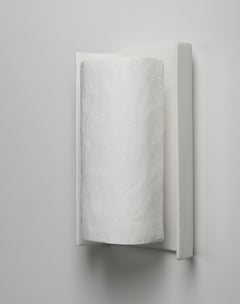 Contemporary “Galba III” Wall Sconce in White Plaster with Knifed Finish