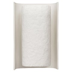 Contemporary “Galba III” Wall Sconce in White Plaster with Knifed Finish